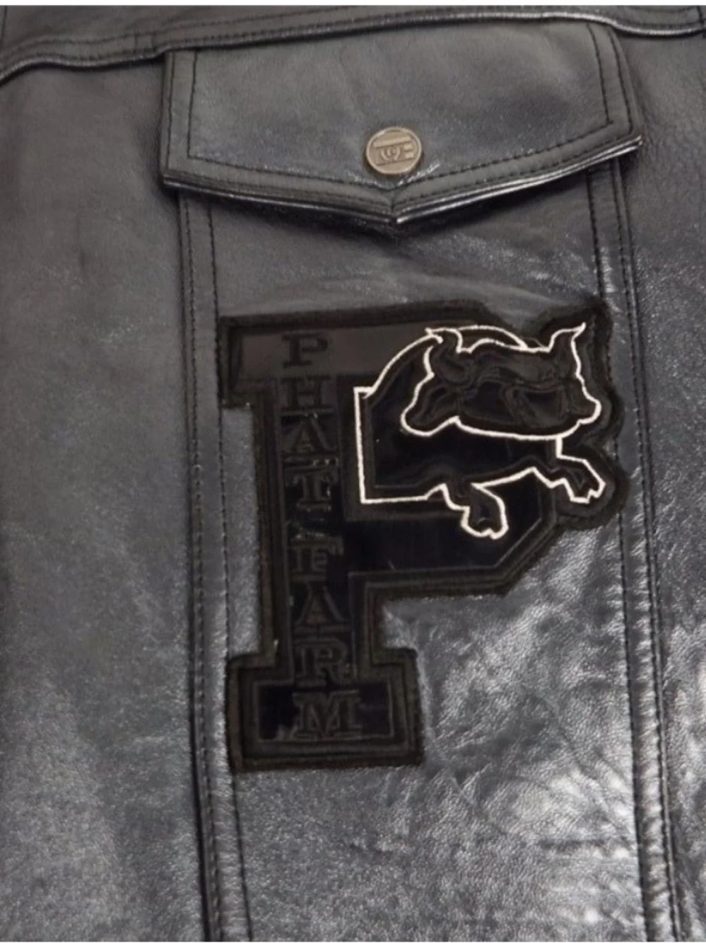 Vintage Phat Farm Vintage Black Leather Jacket XL Men